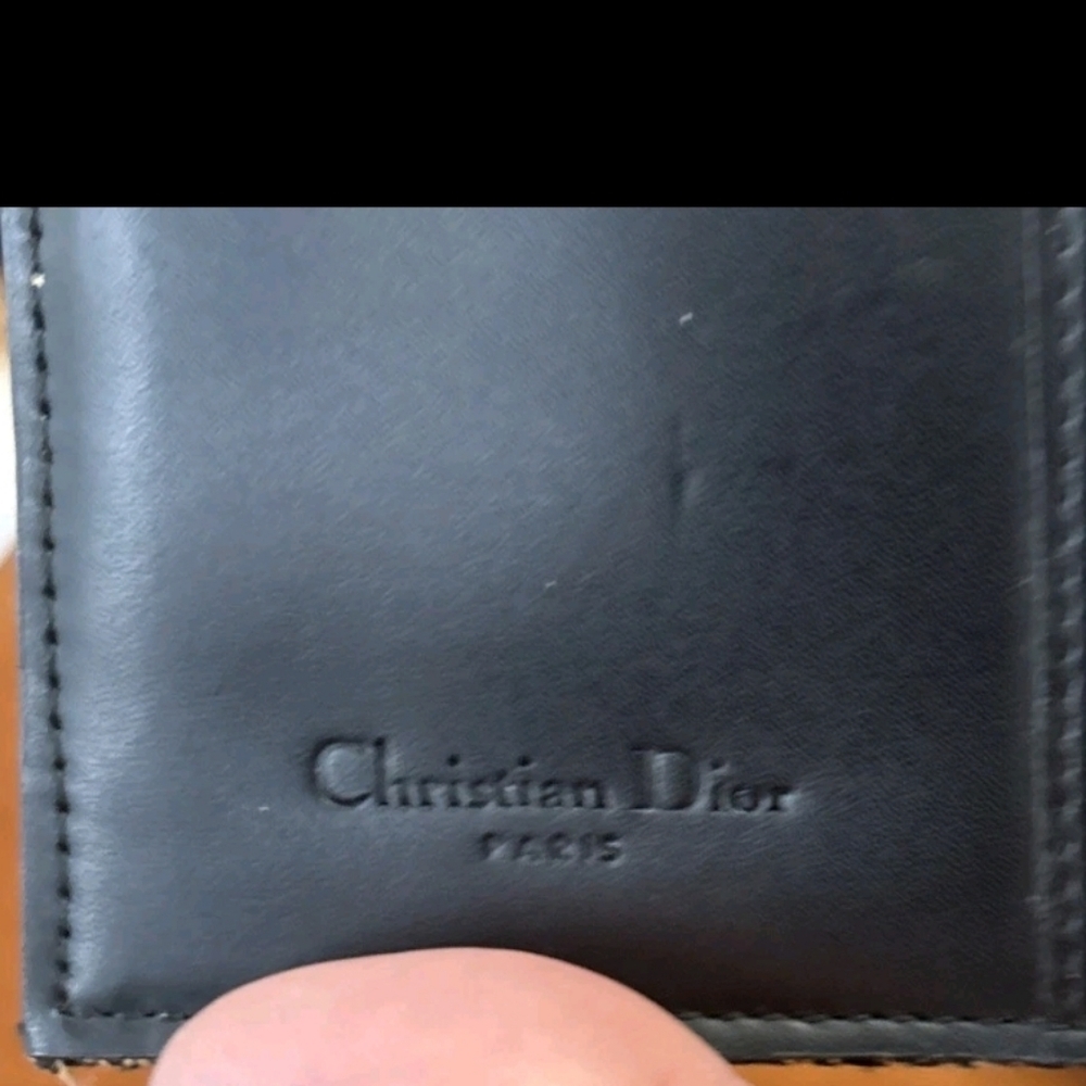 AUTHENTIC Christian Dior 'CD' FABRIC Black Leather Card Holder HI LOW WALLET - Picture 5 of 7